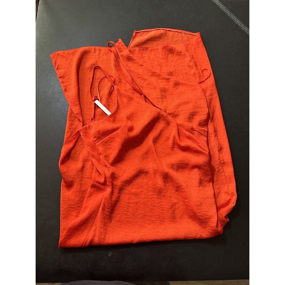 NWT ASOS Design Orange Strappy V Neck Leg Slit Ankle Dress size 4 - Picture 5 of 5